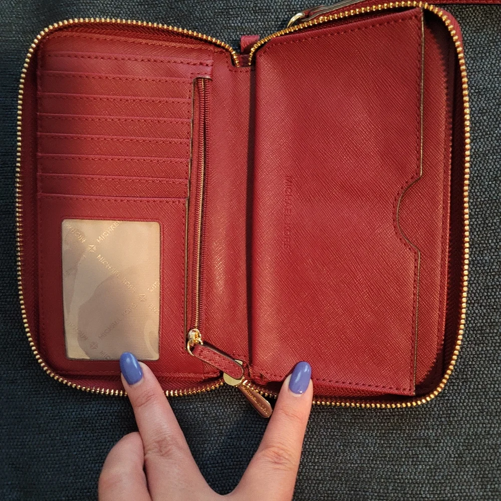 Michael Kors Red Leather Wallet with Gold Tone Hardware - Picture 3 of 3